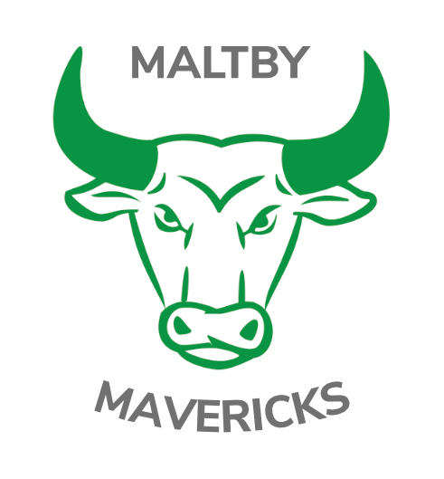 Maltby Mavericks logo: a green bull’s head